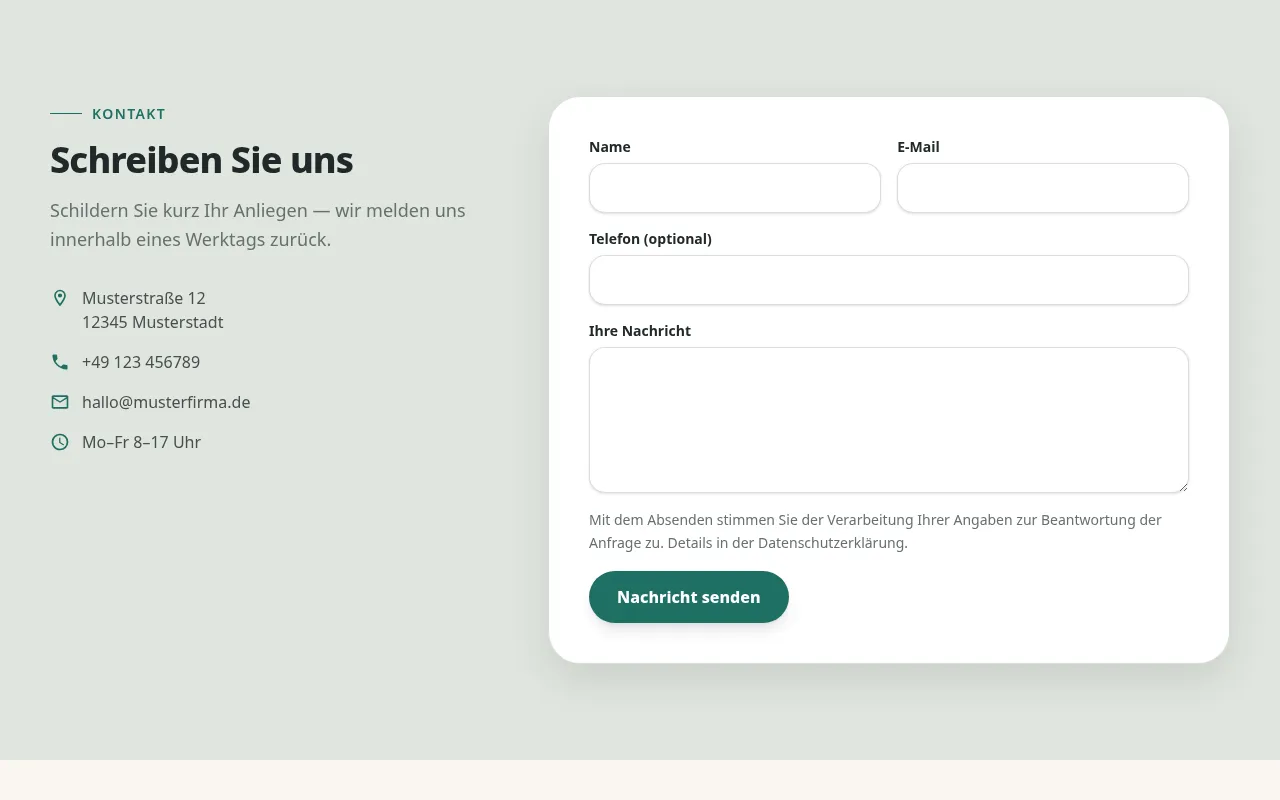 Vorschau ContactFormSplit